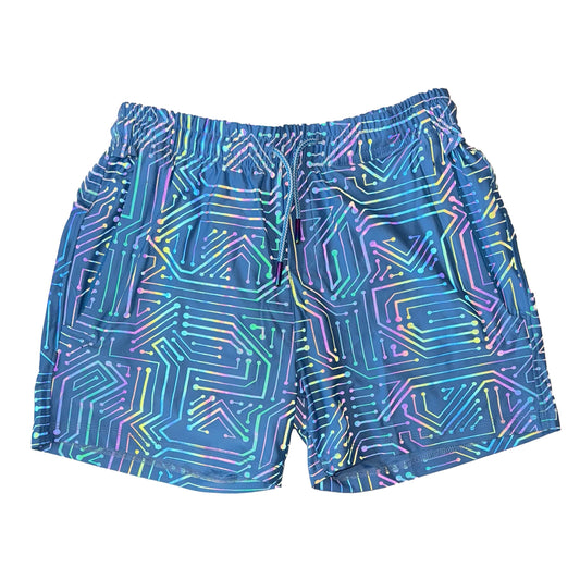 Blue Circuit Weekender 4 inch inseam Flash Reflective Shorts with Zippered Pockets