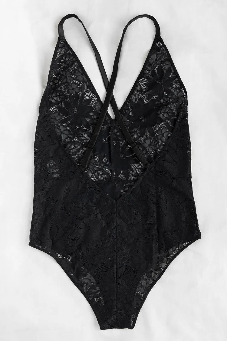 Dominique' Lace Bodysuit - Black Beauty