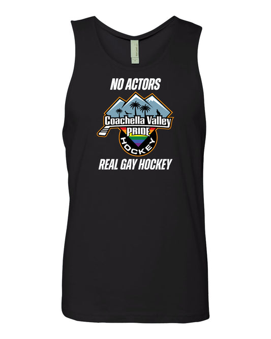 Coachella Valley Pride Hockey NO ACTORS REAL GAY HOCKEY Tank Tops