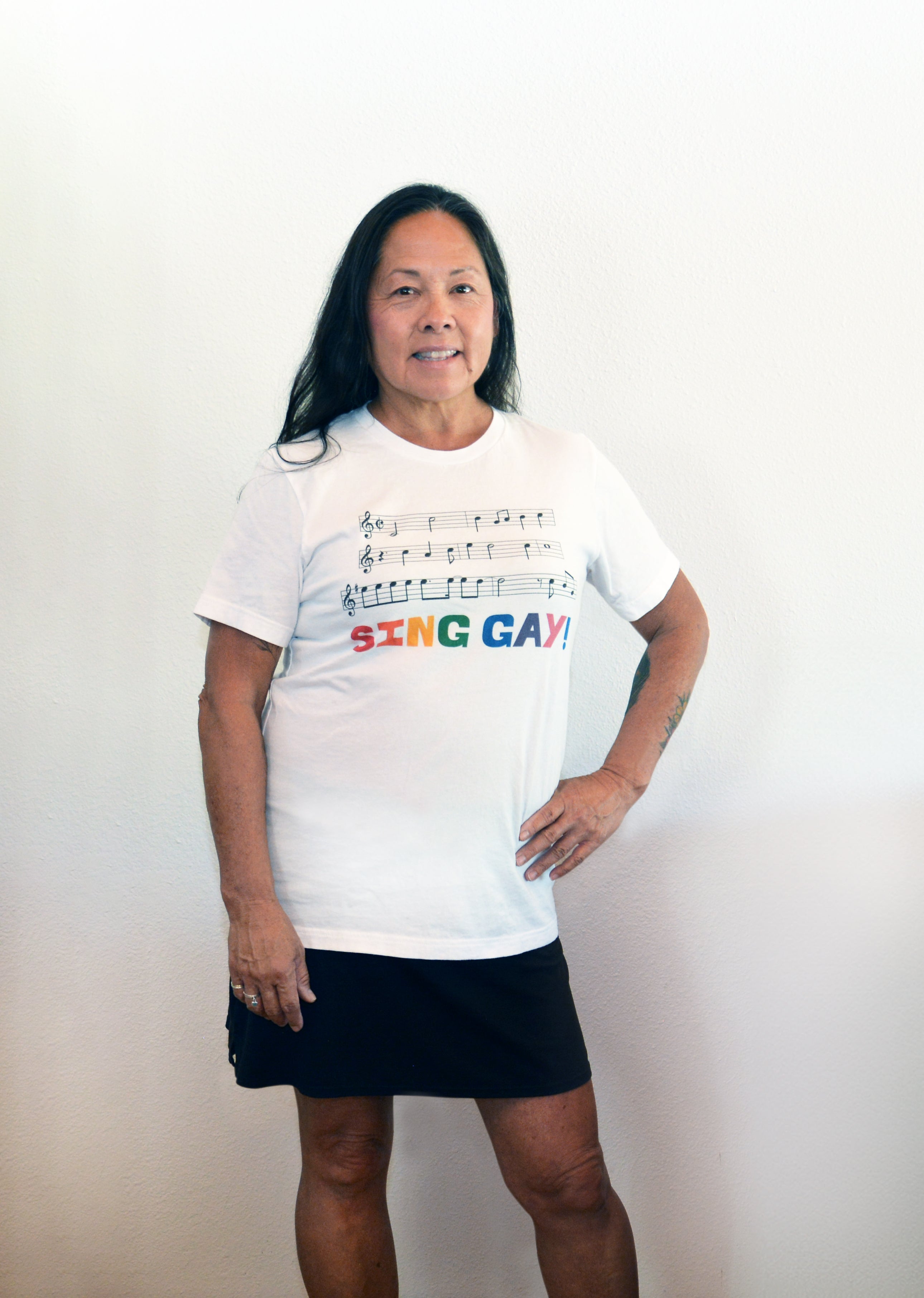 SING GAY with music notes T – The Pride Store