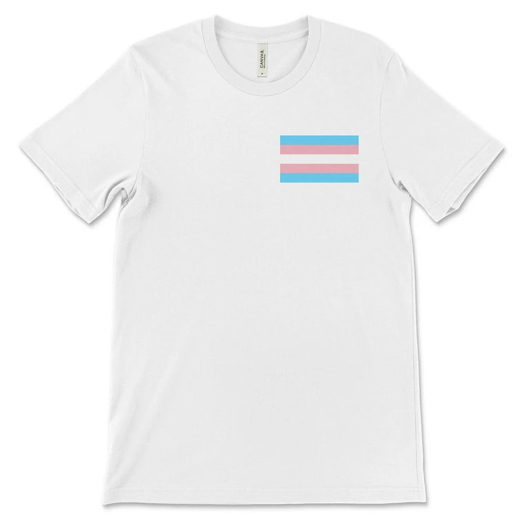 Transgender Flag Chest Print T-Shirt