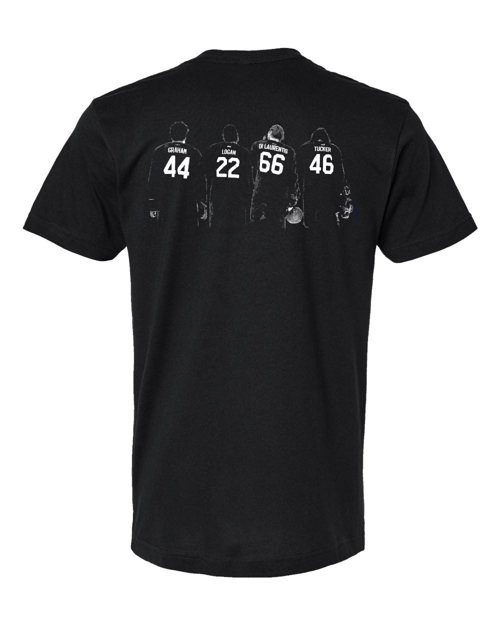 Off Campus Fab 4 Tee with the Briar Team logo on the front and their 4 jerseys on the back