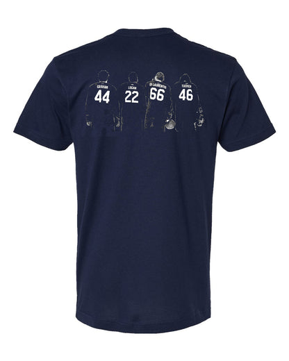 Off Campus Fab 4 Tee with the Briar Team logo on the front and their 4 jerseys on the back