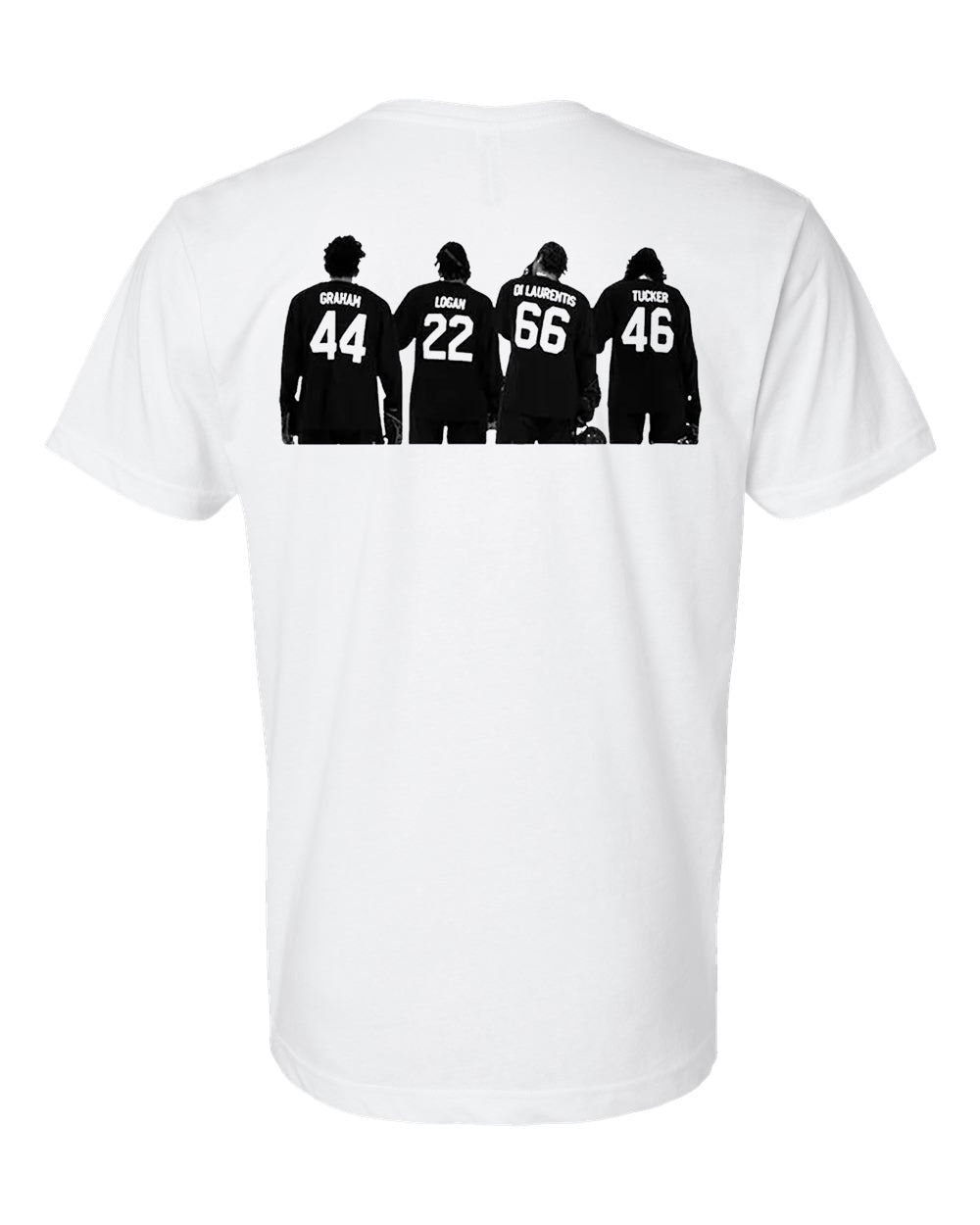Off Campus Fab 4 Tee (DiLaurentis, Graham, Tucker, and Logan jerseys on front)