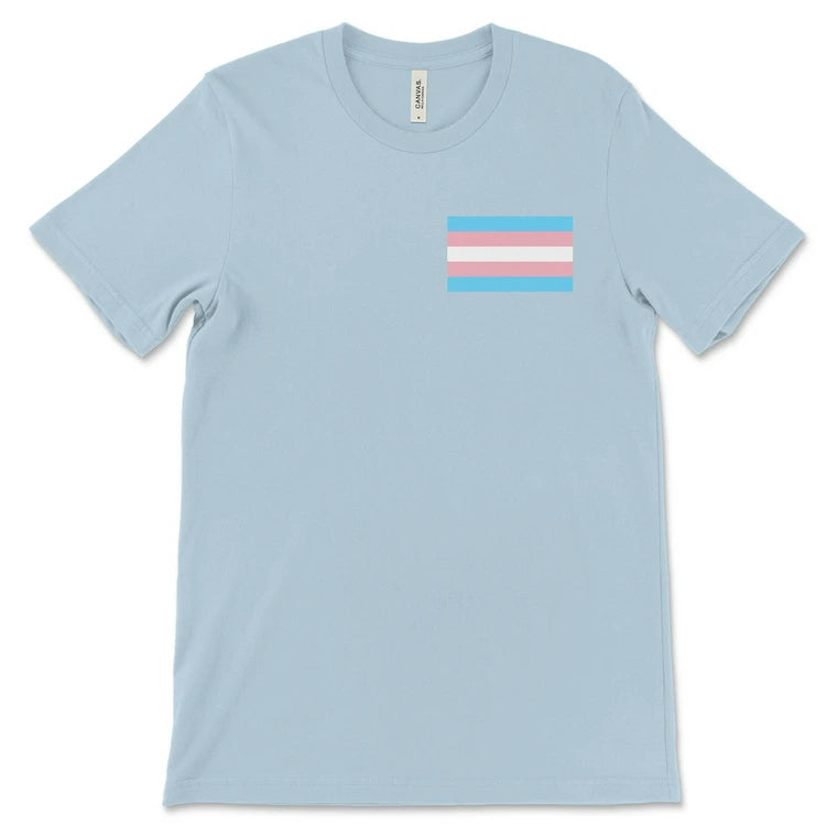 Transgender Flag Chest Print T-Shirt