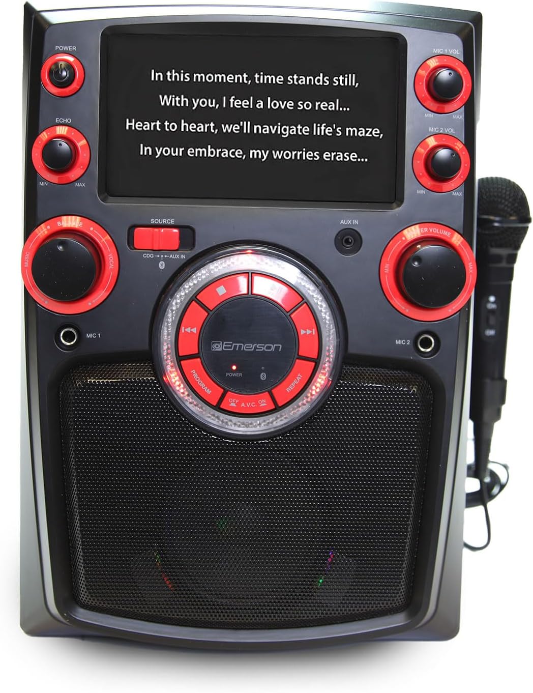 Emerson EK-6002 Portable Bluetooth® Karaoke System with 7" LCD Display