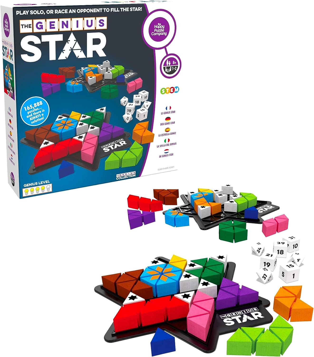 MukikiM &quot;The Genius Star&quot; Strategic Puzzle Game &amp; &quot;The Genius Square&quot; STEM Puzzle Game  2 pack
