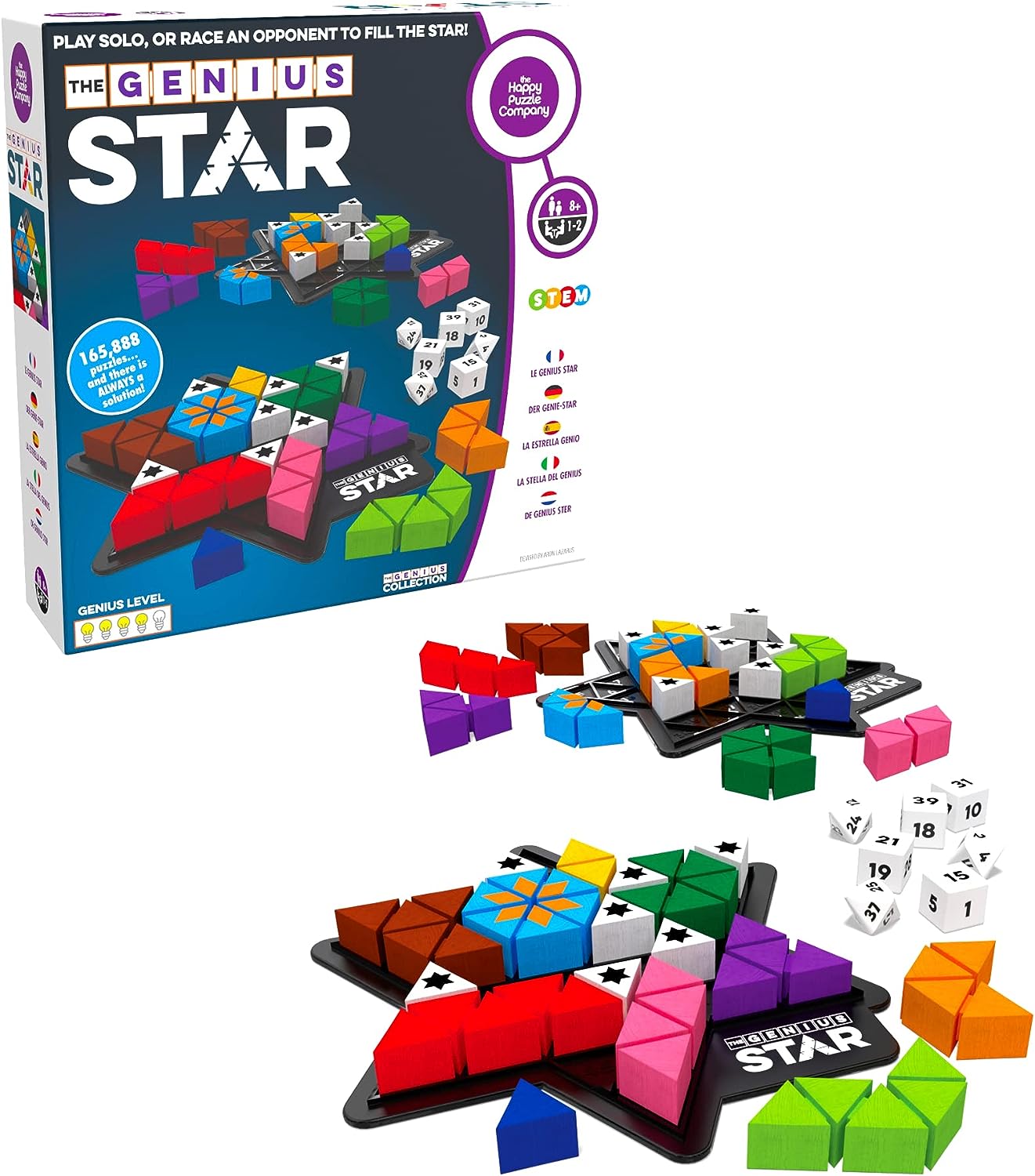 MukikiM "The Genius Star" Strategic Puzzle Game & "The Genius Square" STEM Puzzle Game  2 pack