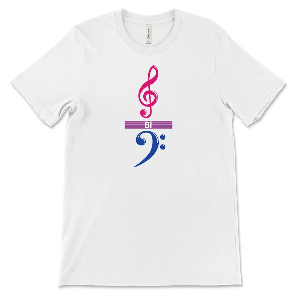 BI Treble over Bass Clef White T