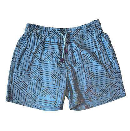 Blue Circuit Weekender 4 inch inseam Flash Reflective Shorts with Zippered Pockets