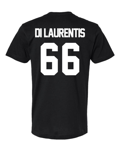Off Campus DI LAURENTIS Tee with 66 on back and Briar logo on front in White, Black, and Navy Blue