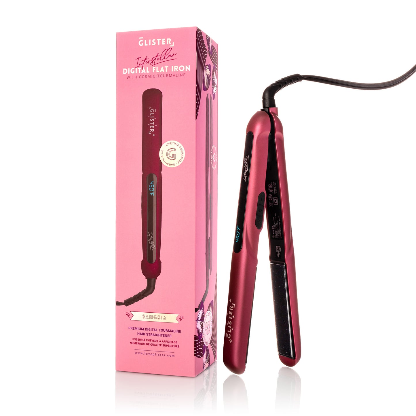 Interstellar 1.25" Digital Flat Iron with Cosmic Tourmaline - Sangria