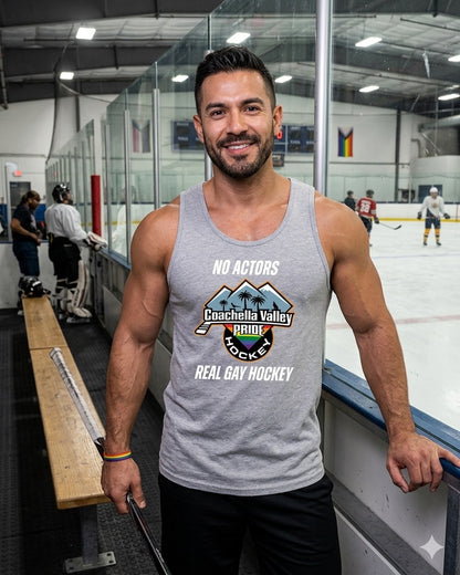 Coachella Valley Pride Hockey NO ACTORS REAL GAY HOCKEY Tank Tops