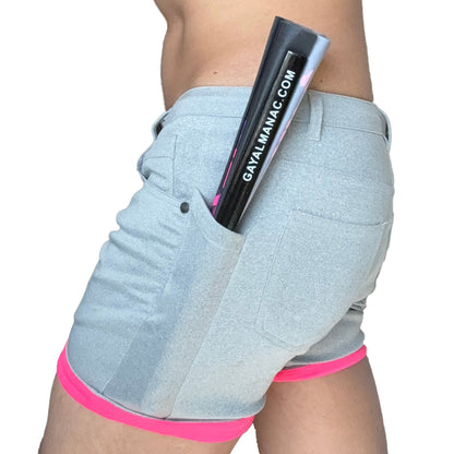 Light Grey-Hot Pink Huggers 5-in Inseam Shorts