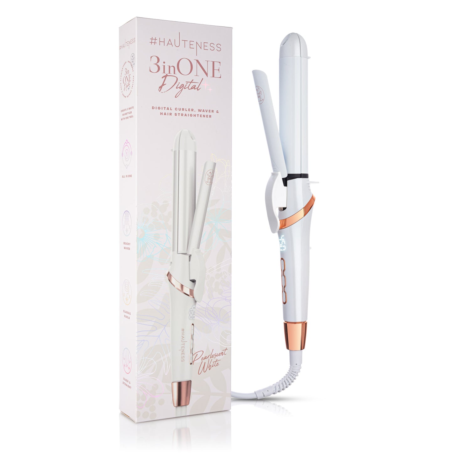 3in1 Digital Multistyler Tool (Curler/Straightener/Waver) - White