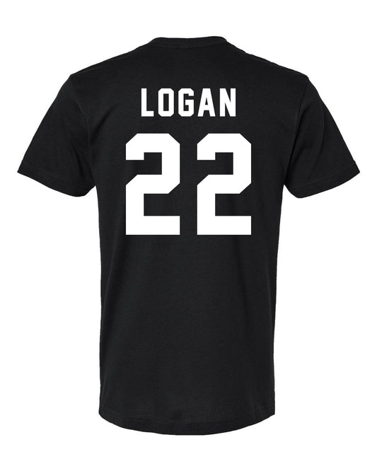 Off Campus LOGAN Tee with 22 on back and Briar logo on front in White, Black, and Navy Blue