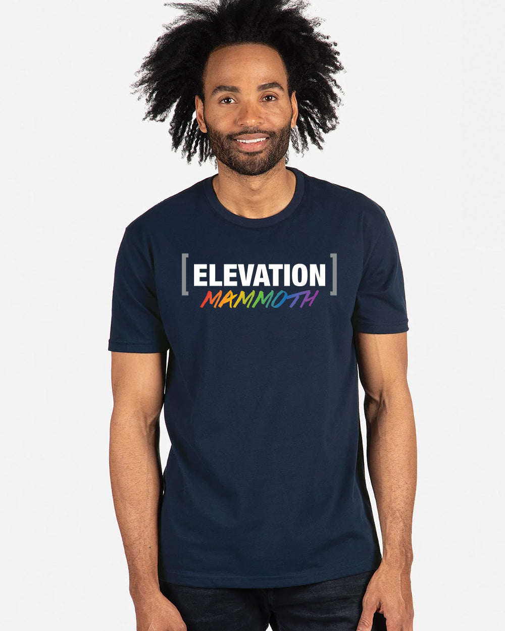 T-Shirt with Elevation Mammoth Rainbow Script front