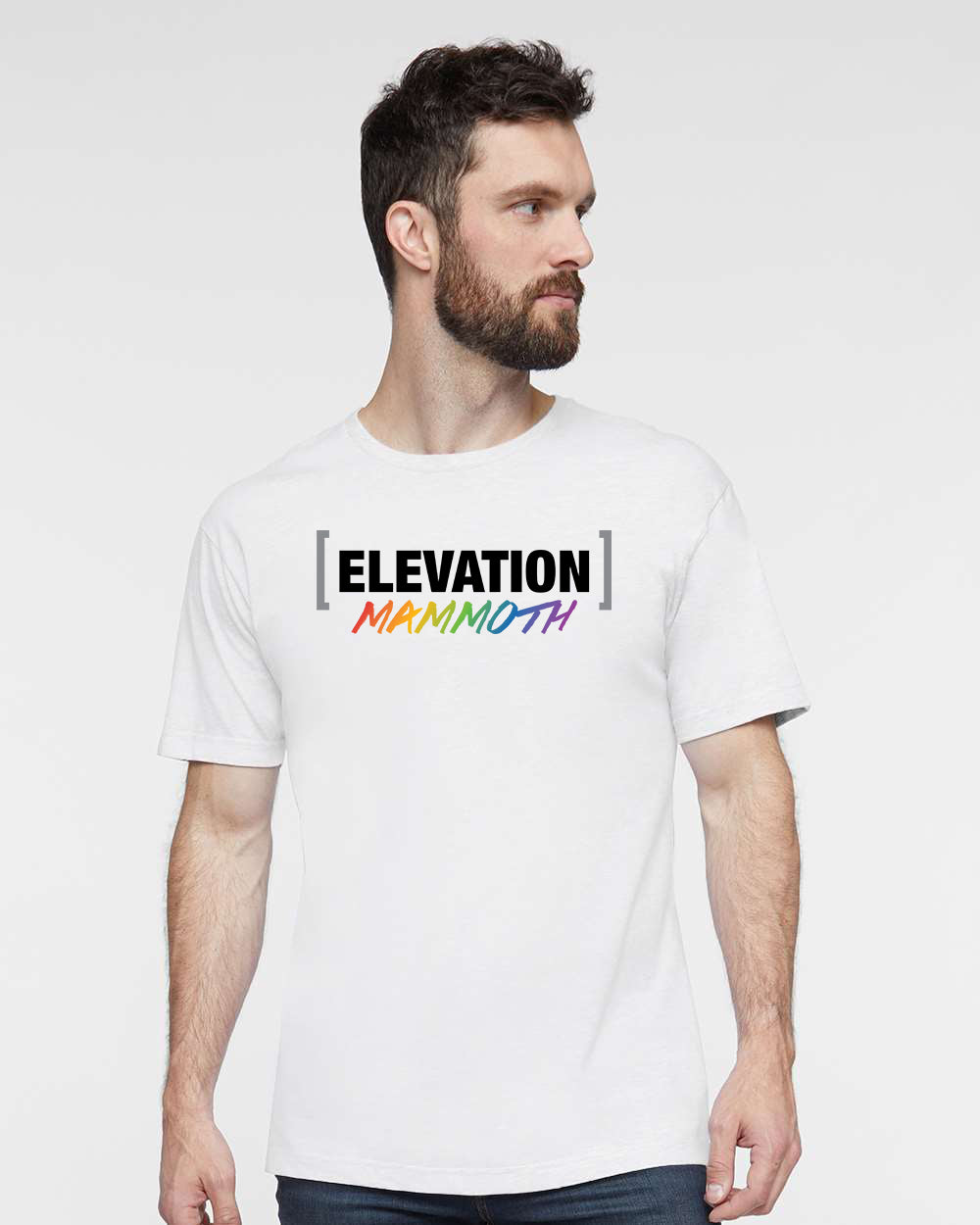 T-Shirt with Elevation Mammoth Rainbow Script front