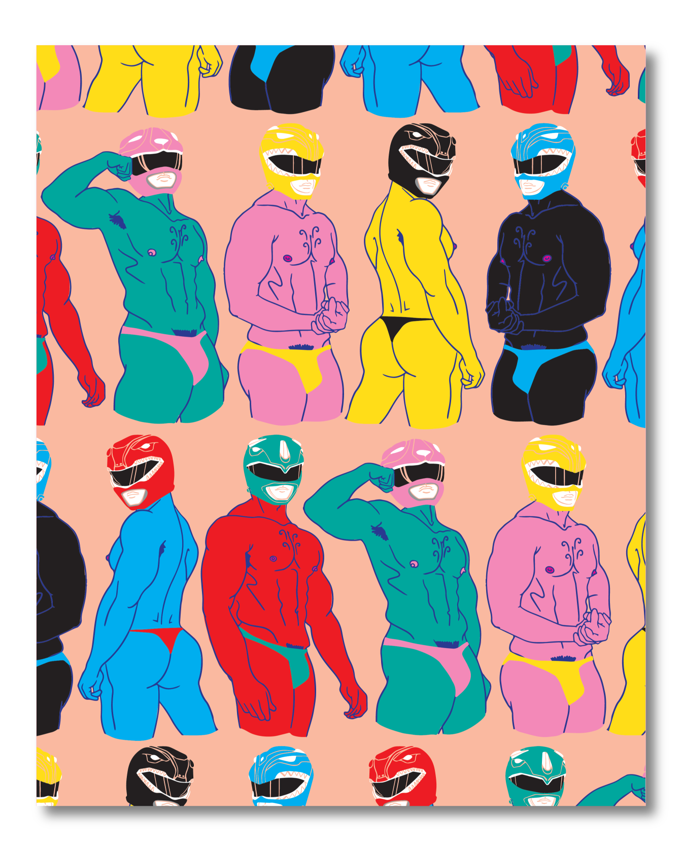 POWER BOTTOM RANGERS PIN UP PRINT 8x10