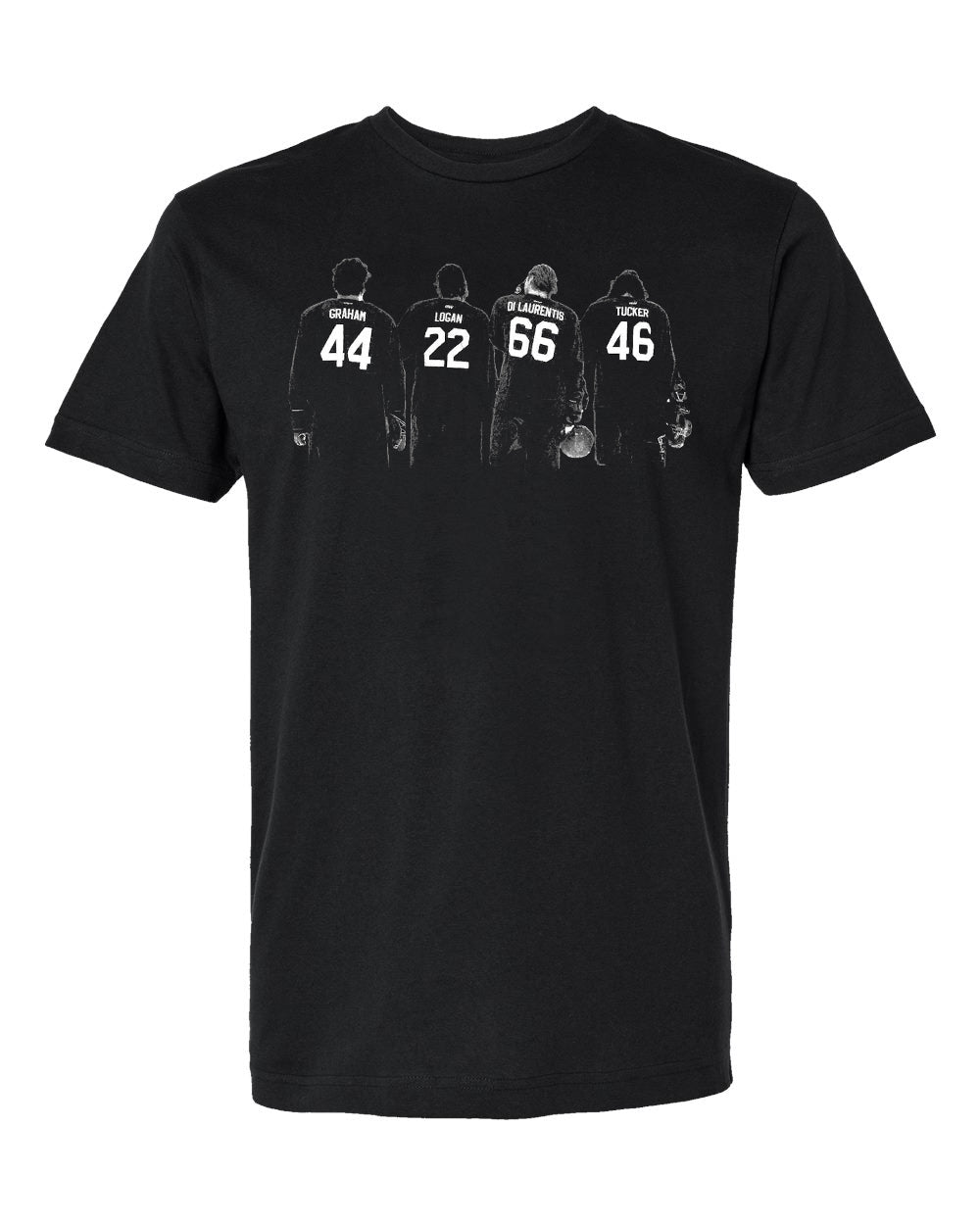 Off Campus Fab 4 Tee (DiLaurentis, Graham, Tucker, and Logan jerseys on front)