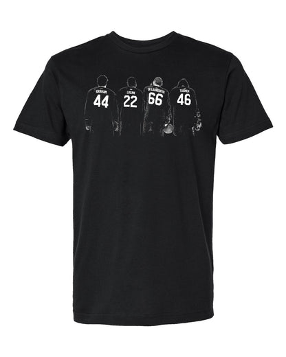 Off Campus Fab 4 Tee (DiLaurentis, Graham, Tucker, and Logan jerseys on front)