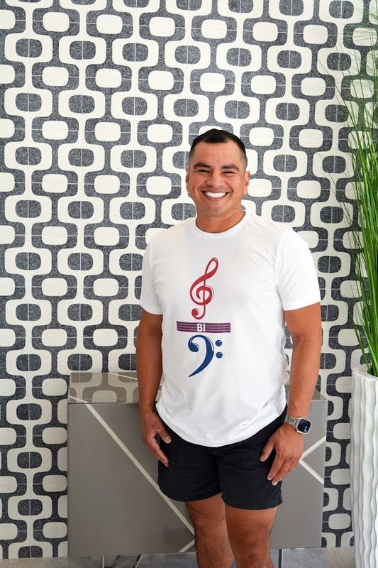 BI Treble over Bass Clef White T