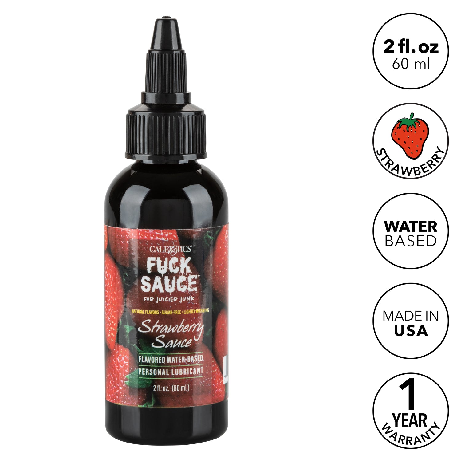 F* SAUCE Flavored Water-Based Personal Lubricant - Strawberry 2 fl. oz.