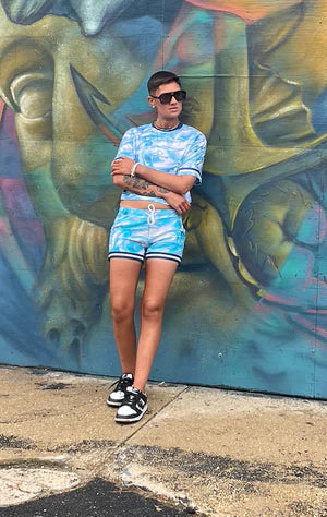 CTS WATERMARBLE SWIM TO GYM SHORT- BLUE