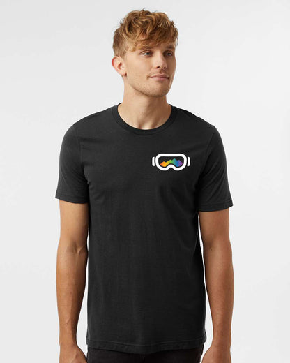 T-Shirt with Goggles Logo on front and (ELEVATION) Logo on Back