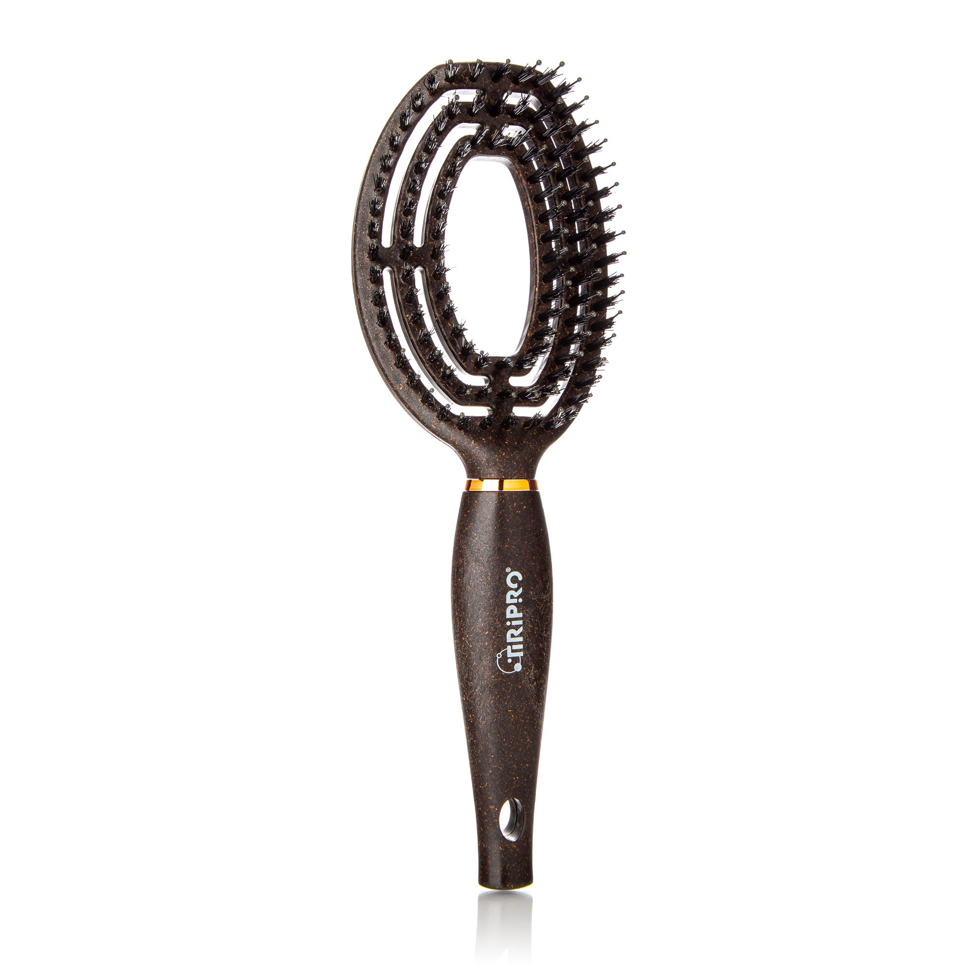 Thermal Resistant 2in1 Hair Brush with Vented Spiral Design - Coffee Grounds (Brown)
