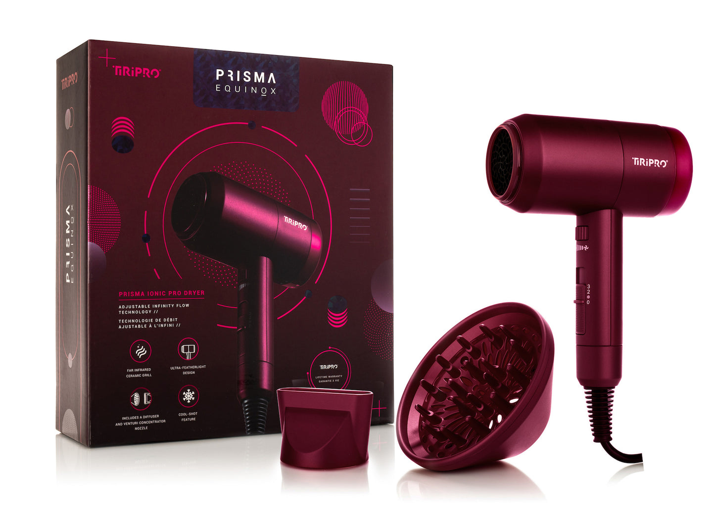 Prisma Pro Dryer with Adjustable Airflow Technology (Accessories Included) - Red