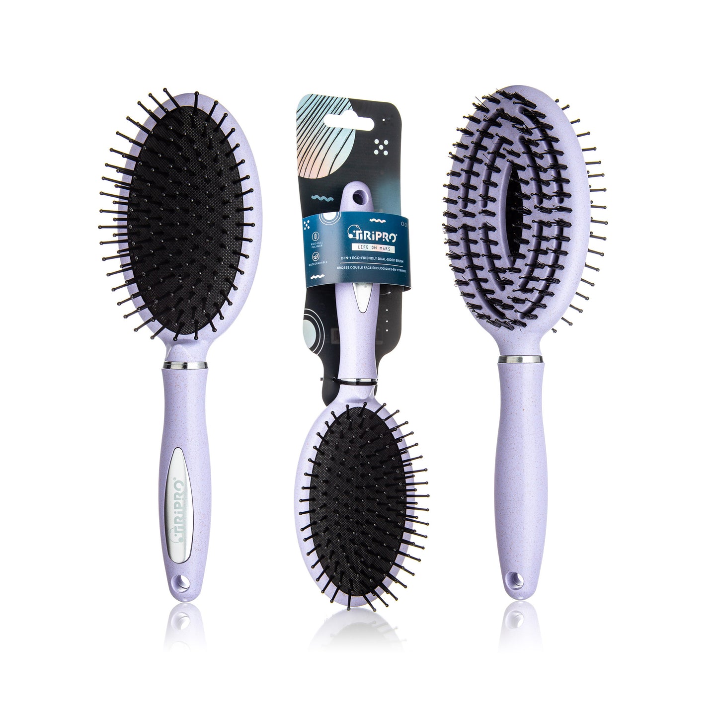 2in1 Hair Brush with Vented Spiral Design - Rice Hull (Lunar Gray)