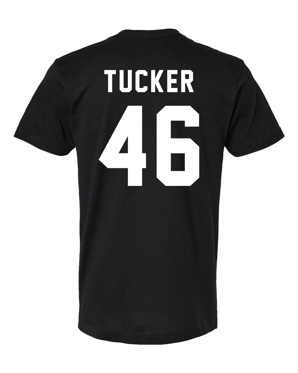 Off Campus TUCKER Tee with 46 on back and Briar logo on front in White, Black, and Navy Blue