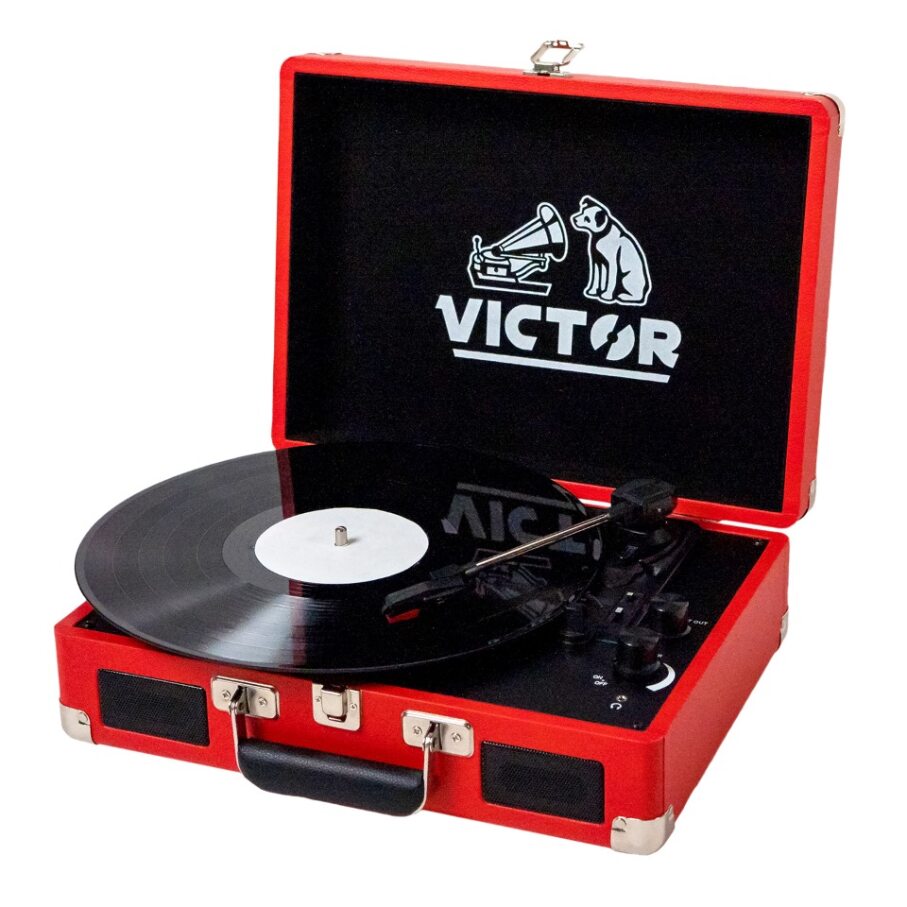 VICTOR Metro Dual Bluetooth Suitcase Turntable, Red (VSRP-800-RD)