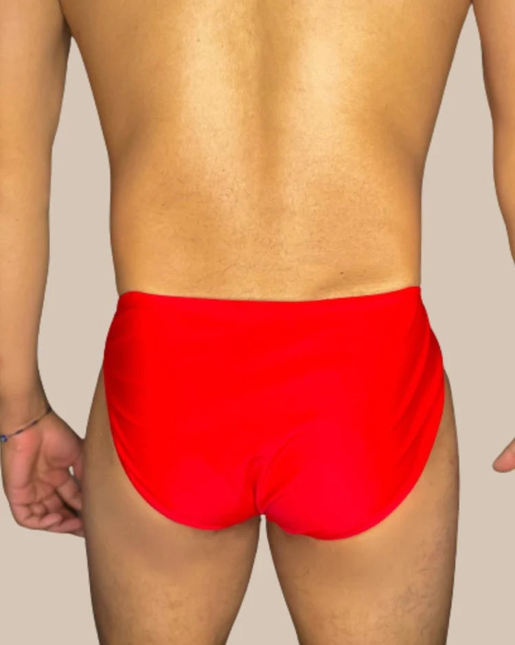 Men's Solid Red Swim Brief