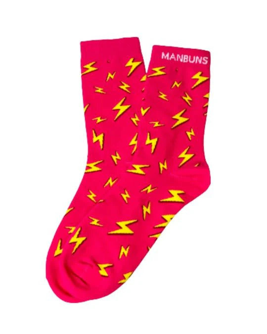 Pink and Yellow Lightning Bolt Unisex Crew Socks