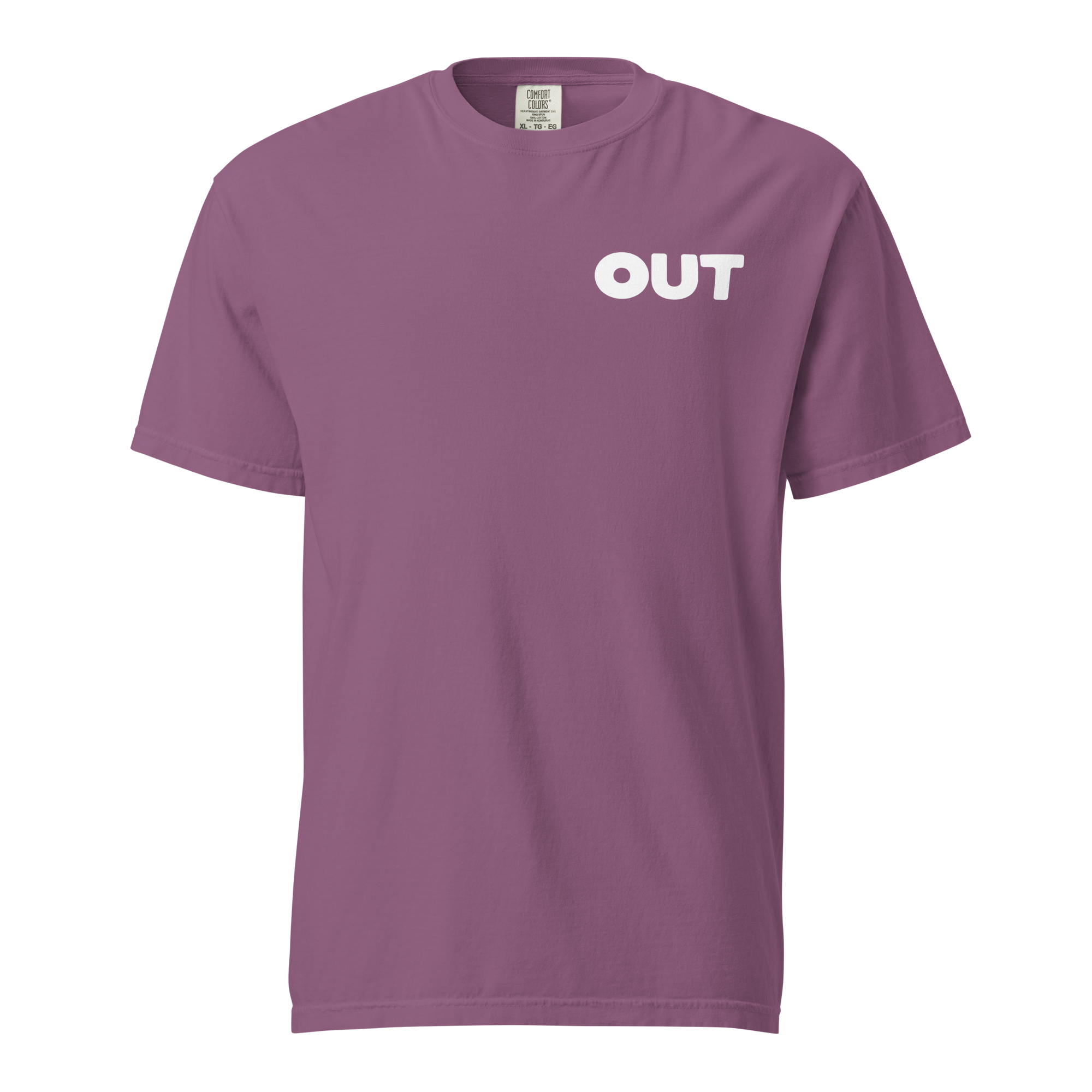 Out Unisex Garment-dyed Heavyweight T-shirt (Small White Logo)