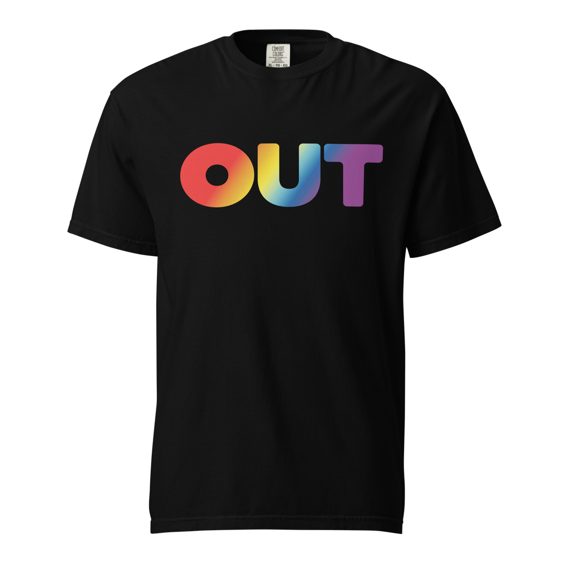 Out Unisex Garment-dyed Heavyweight T-shirt (Rainbow)