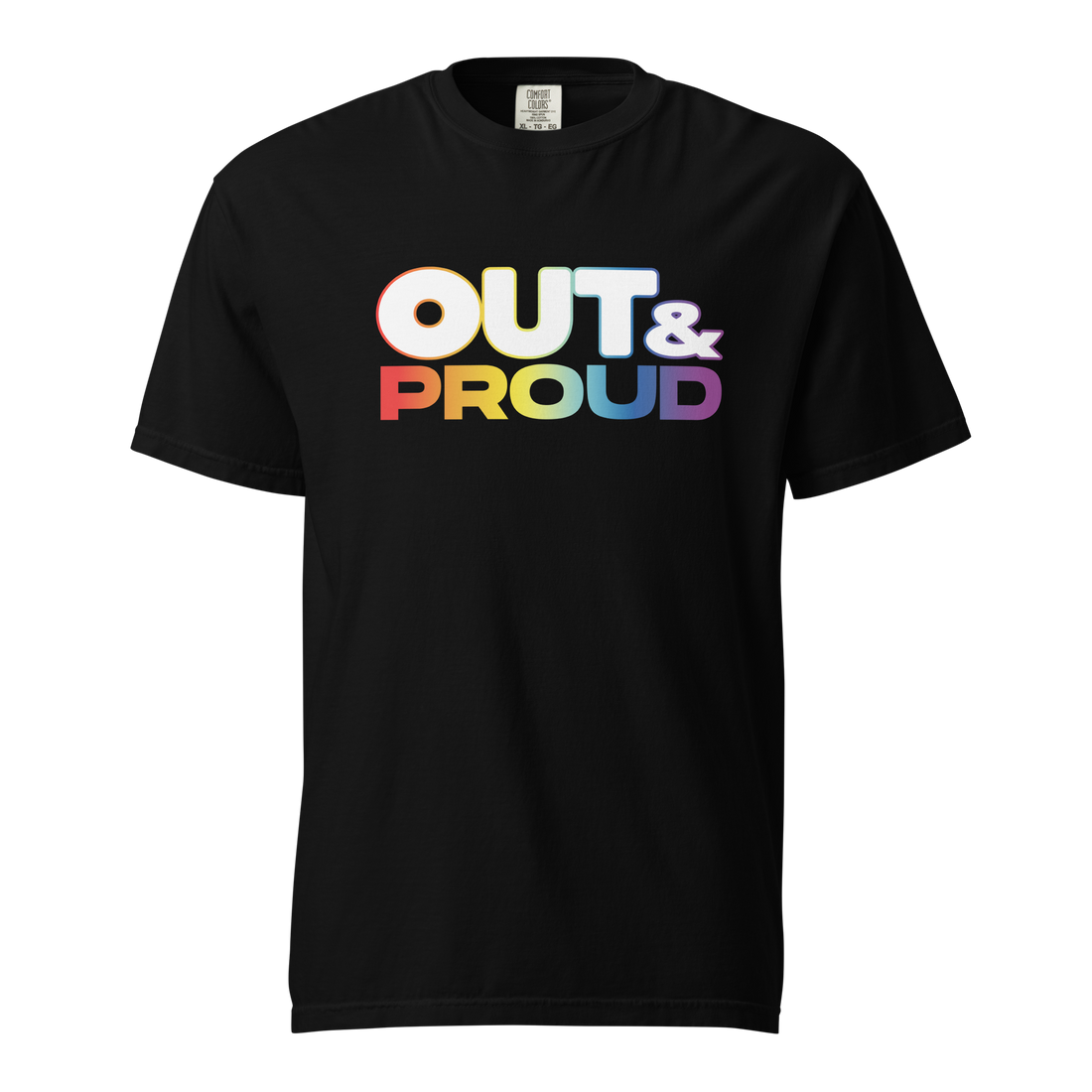 Out &amp; Proud Unisex Garment-dyed Heavyweight T-shirt (White Logo)