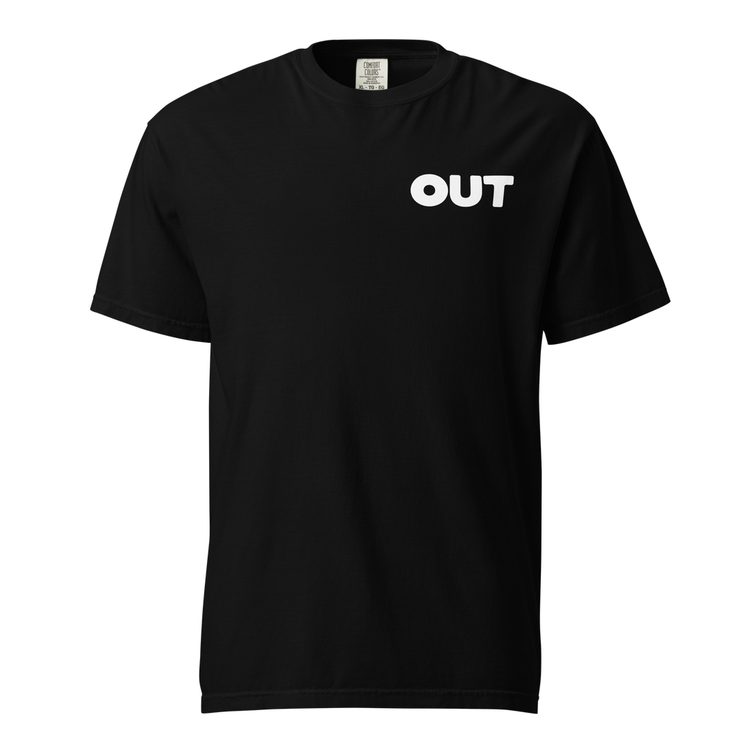 Out Unisex Garment-dyed Heavyweight T-shirt (Small White Logo)