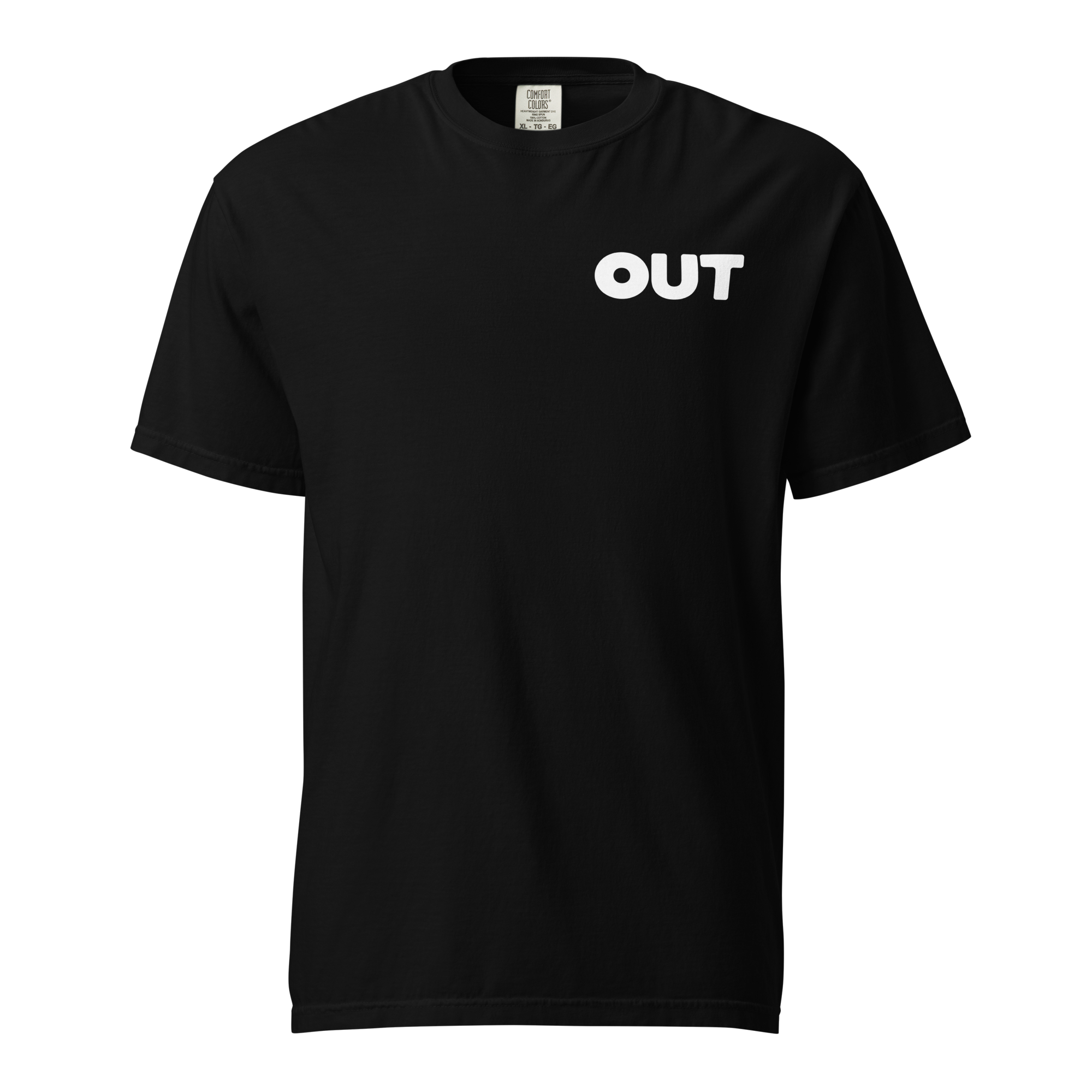 Out Unisex Garment-dyed Heavyweight T-shirt (Small White Logo)