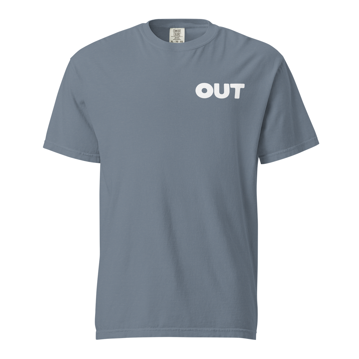 Out Unisex Garment-dyed Heavyweight T-shirt (Small White Logo)