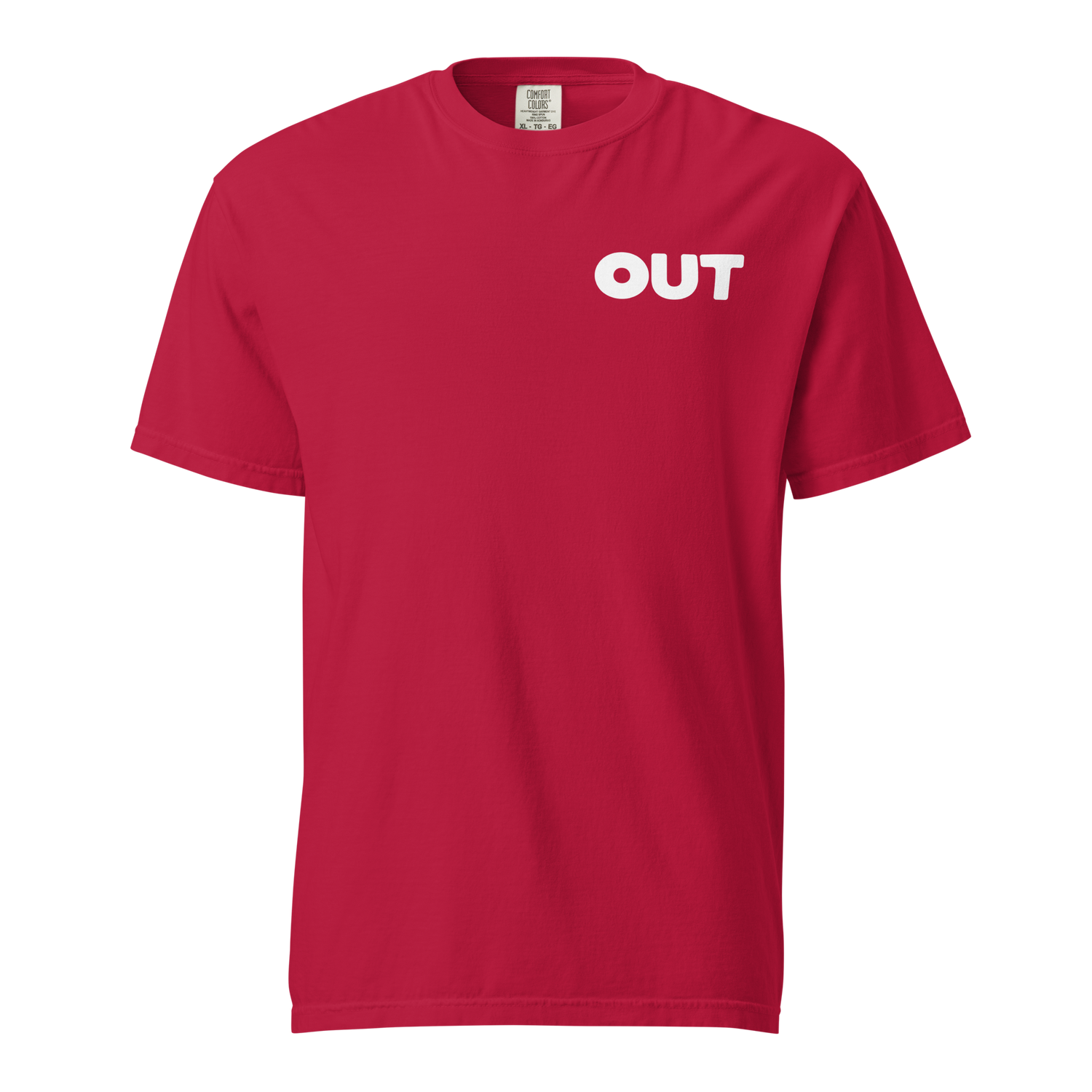 Out Unisex Garment-dyed Heavyweight T-shirt (Small White Logo)