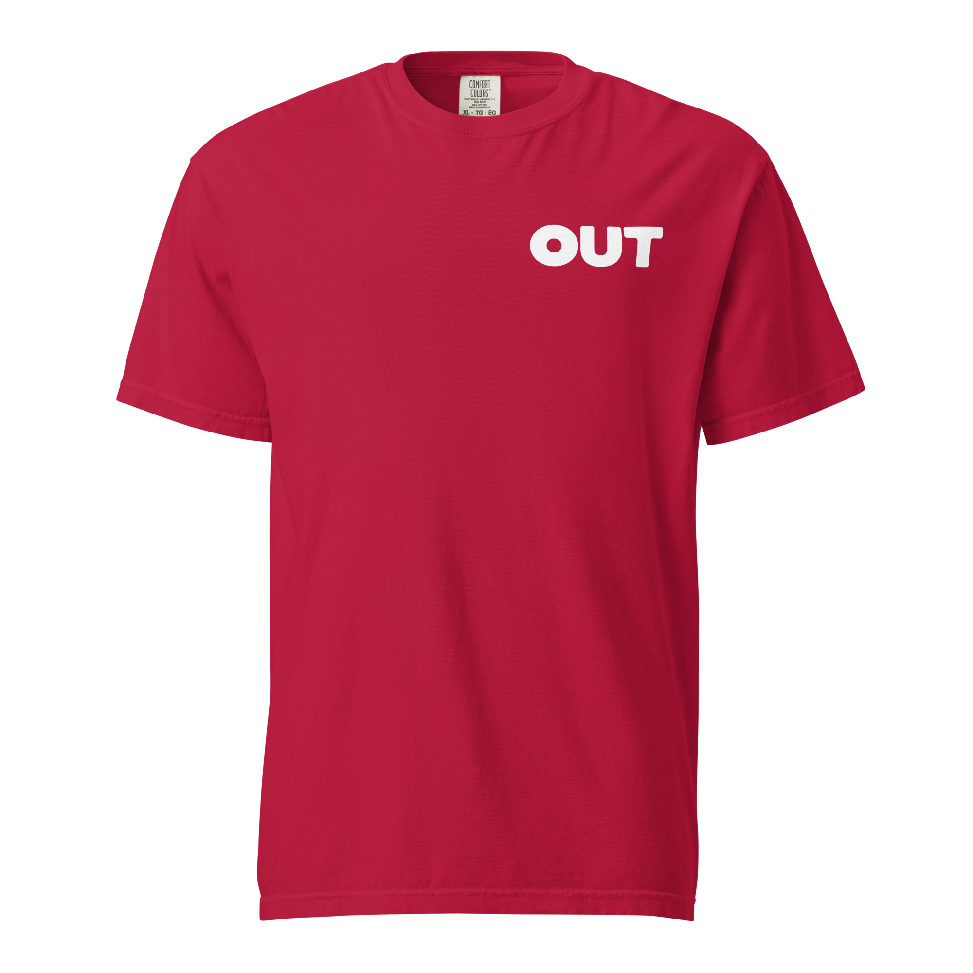 Out Unisex Garment-dyed Heavyweight T-shirt (Small White Logo)