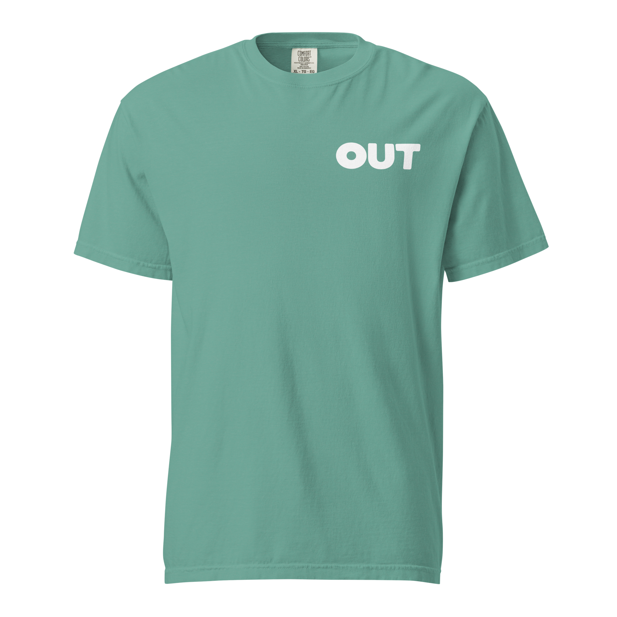 Out Unisex Garment-dyed Heavyweight T-shirt (Small White Logo)