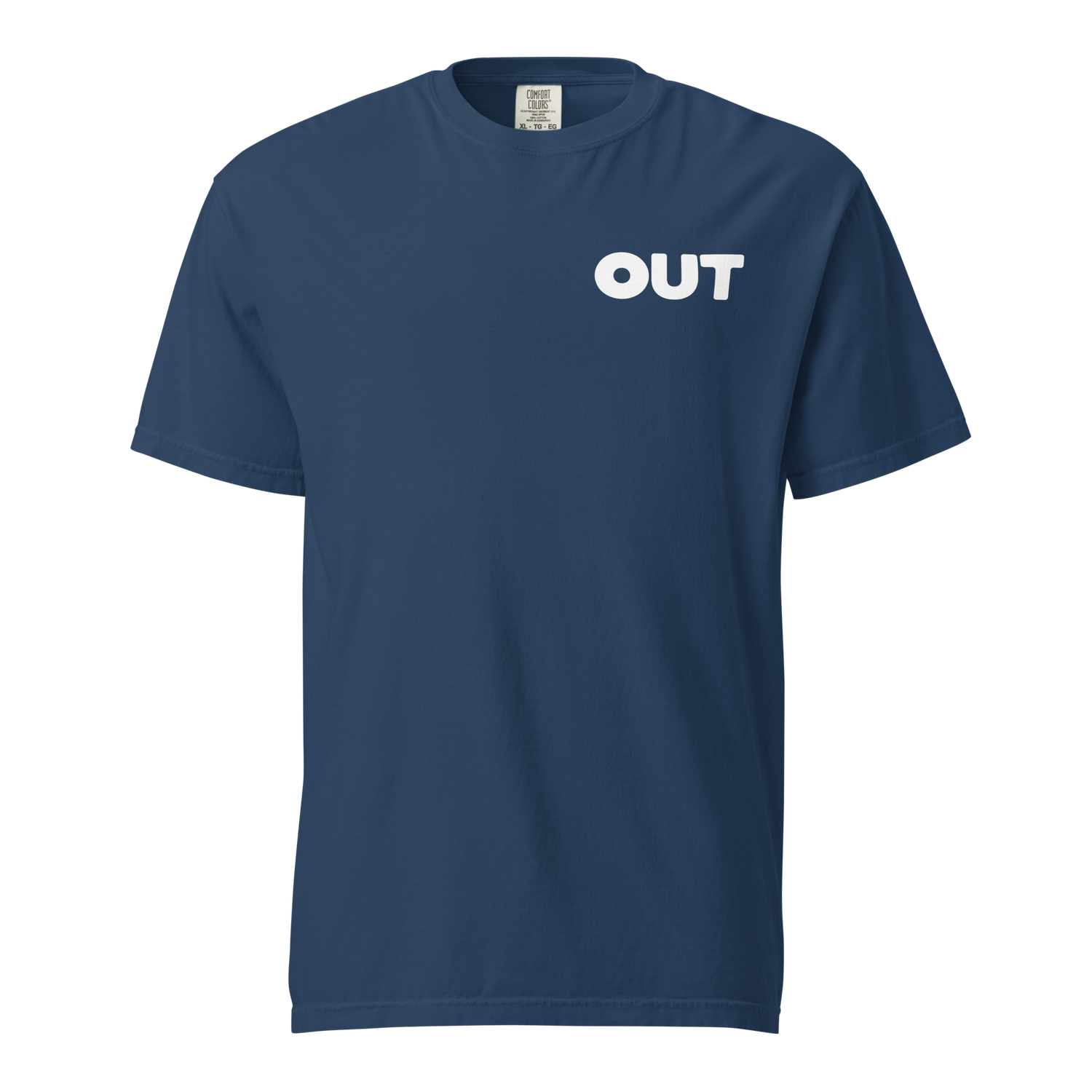 Out Unisex Garment-dyed Heavyweight T-shirt (Small White Logo)