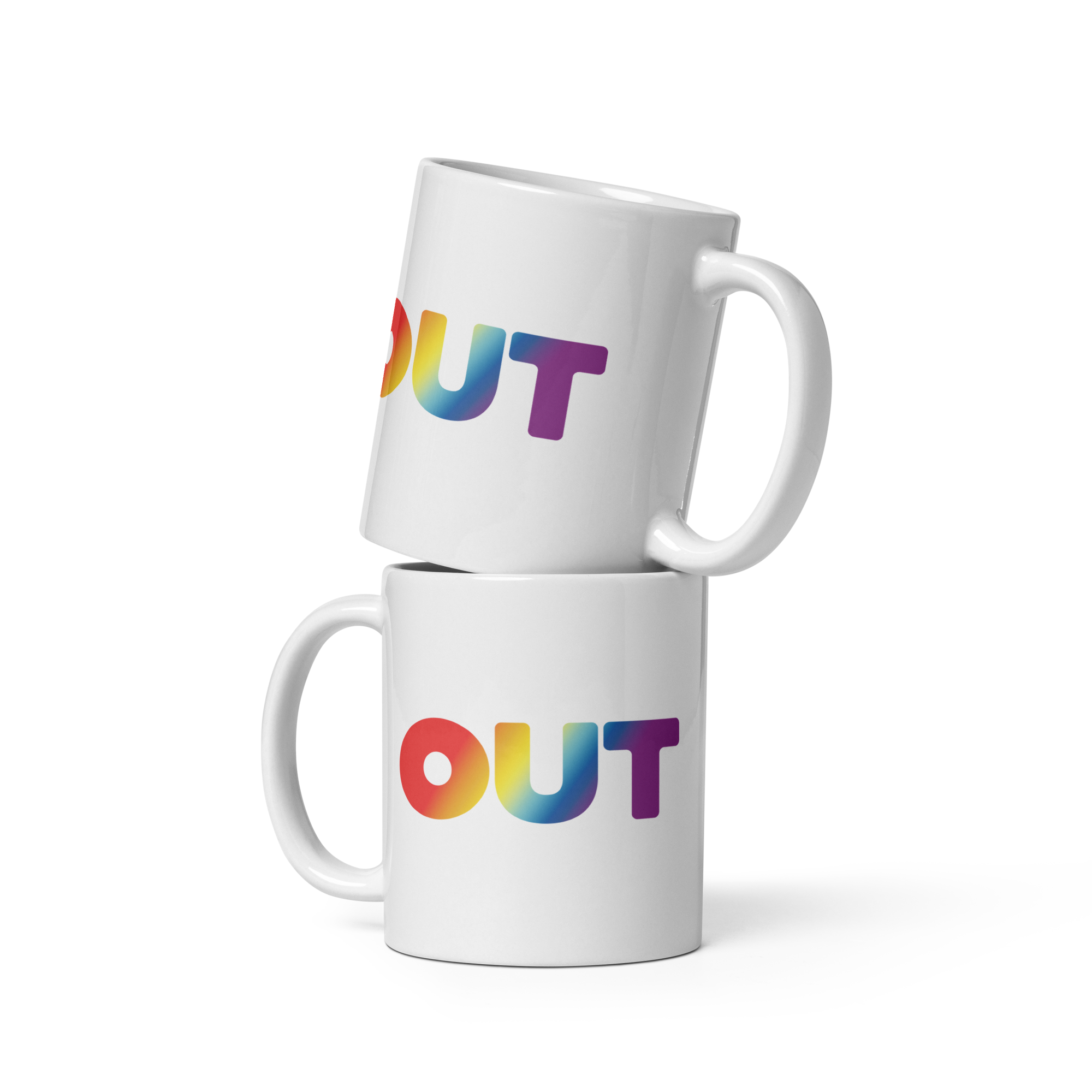 Out Rainbow White Glossy Mug