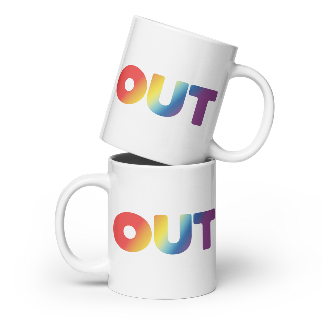 Out Rainbow White Glossy Mug