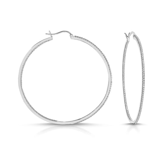 Cubic Zirconia Inside-Outside Hoop Earrings