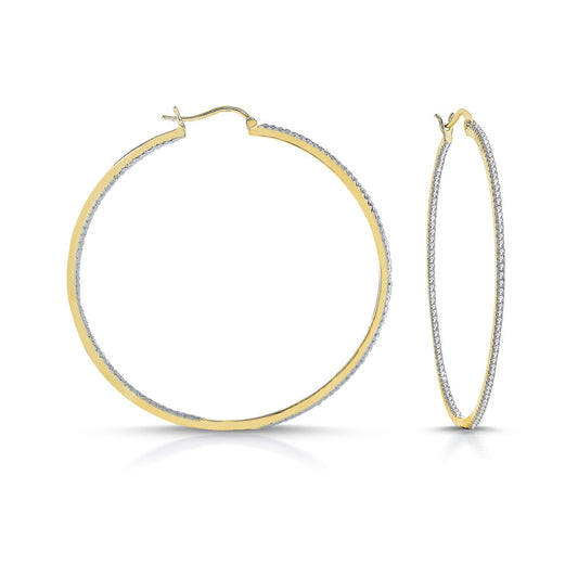 Gold Plated Clear Cubic Zirconia Hoop Earrings